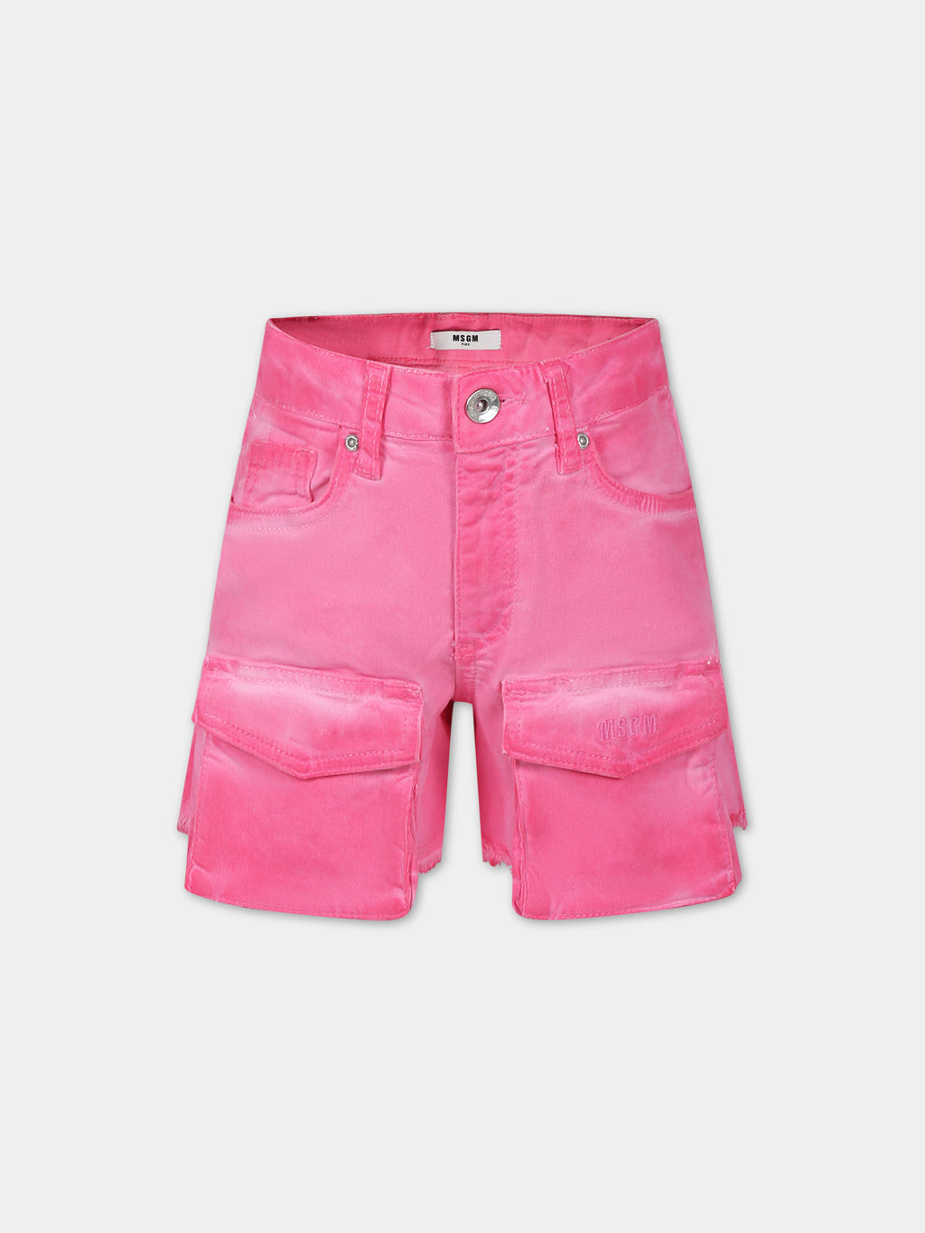 Shorts fucsia in denim per bambina